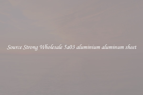 Source Strong Wholesale 5a03 aluminium aluminum sheet